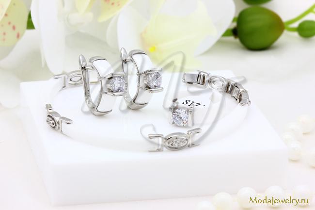 Гарнитур керамический серьги,кольцо и браслет CNS26097