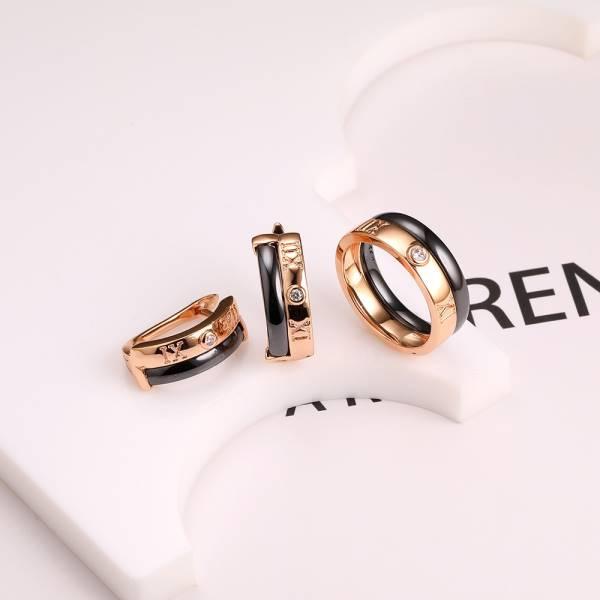 Серьги и кольцо черная керамика CN32948